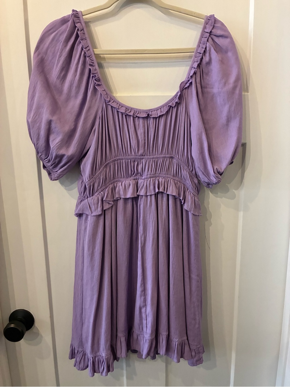 Trixxi Lavender Ruffle Neckline Dress